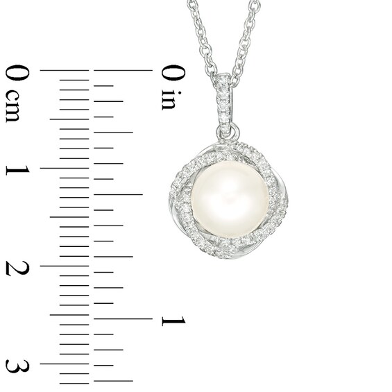Previously Owned-Vera Wang Love Collection 8.0-8.5mm Freshwater Cultured Pearl 1/8 Ct.t.w. Diamond Pendant