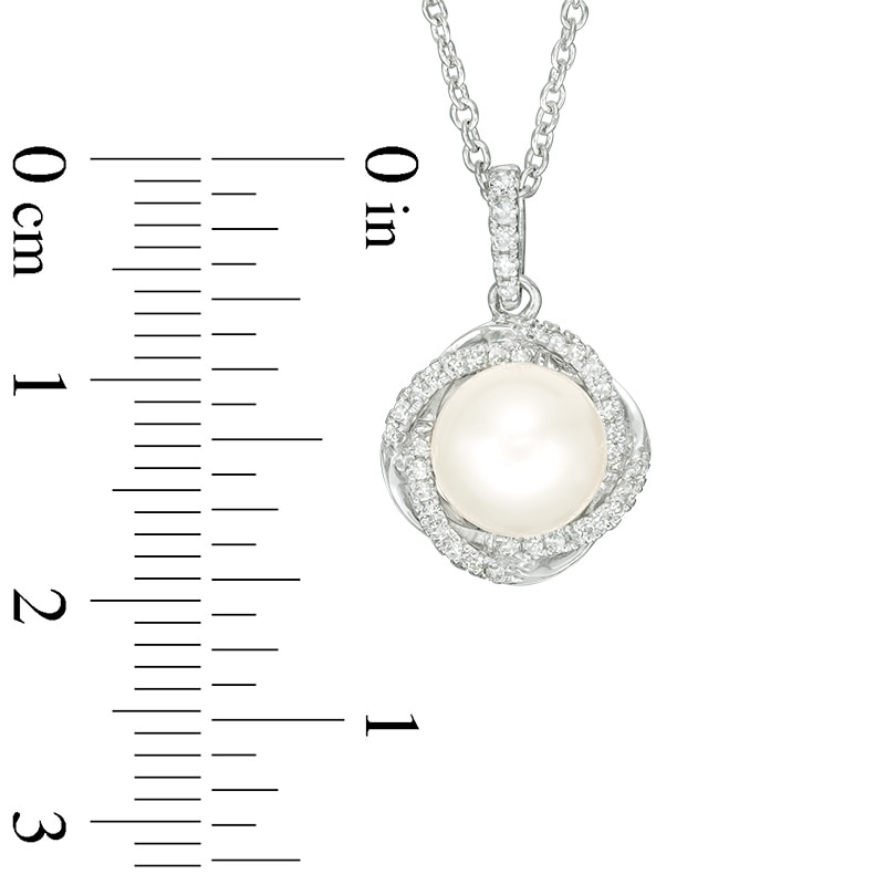 Main Image 3 of Previously Owned-Vera Wang Love Collection 8.0-8.5mm Freshwater Cultured Pearl 1/8 CT.T.W. Diamond Pendant