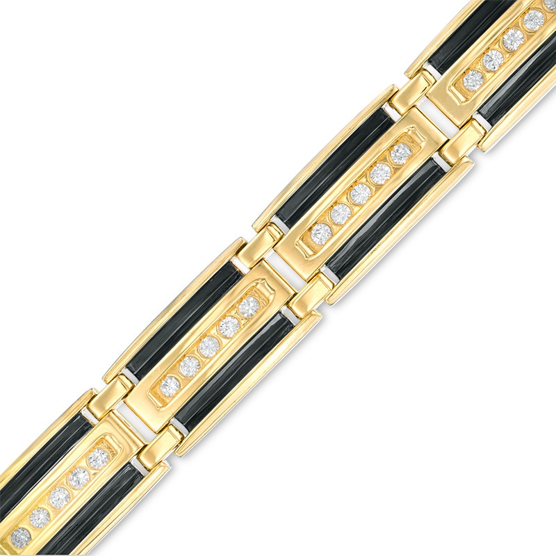 Main Image 1 of Previously Owned - 1-1/3 CT. T.W. Diamond Link Bracelet in 10K Gold with Black Rhodium - 8.5"