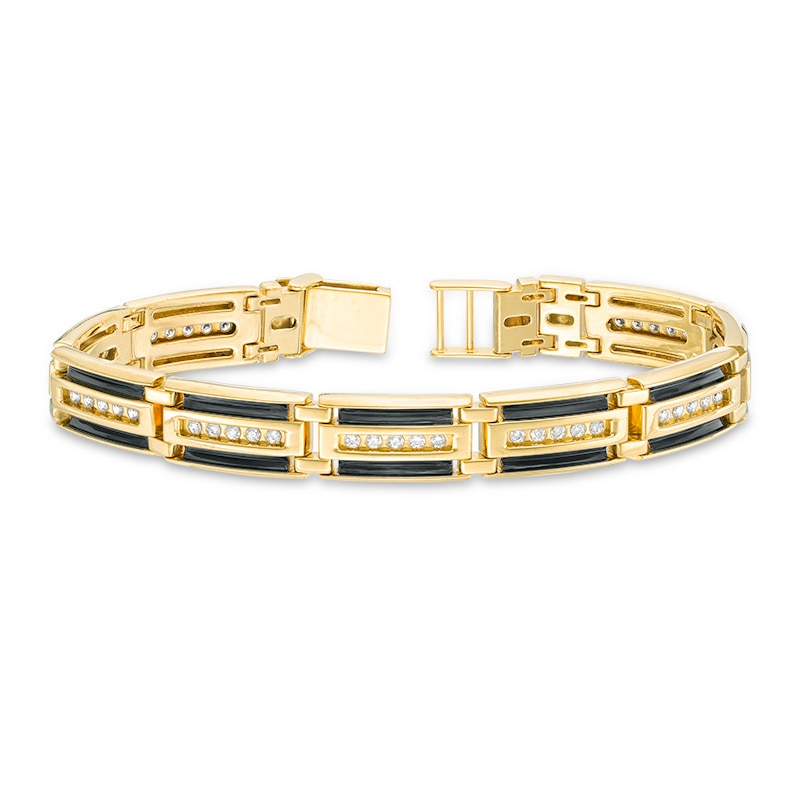 Main Image 3 of Previously Owned - 1-1/3 CT. T.W. Diamond Link Bracelet in 10K Gold with Black Rhodium - 8.5"