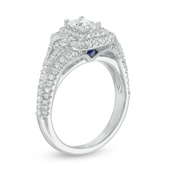 Previously Owned - Vera Wang Love Collection 1-1/3 CT. T.w. Emerald-Cut Diamond Engagement Ring in 14K White Gold