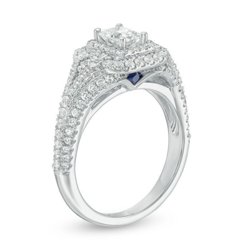Main Image 2 of Previously Owned - Vera Wang Love Collection 1-1/3 CT. T.W. Emerald-Cut Diamond Engagement Ring in 14K White Gold