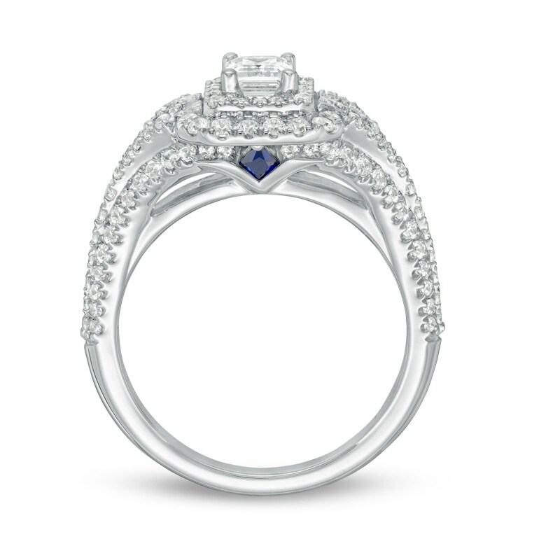 Main Image 3 of Previously Owned - Vera Wang Love Collection 1-1/3 CT. T.W. Emerald-Cut Diamond Engagement Ring in 14K White Gold