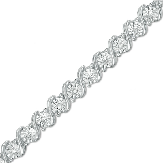 Previously Owned - 1/4 CT. T.w. Diamond "S" Tennis Bracelet in Sterling Silver - 7.25"