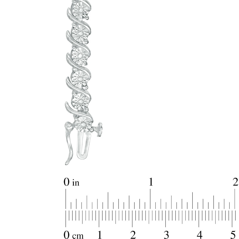 Main Image 4 of Previously Owned - 1/4 CT. T.W. Diamond "S" Tennis Bracelet in Sterling Silver - 7.25"