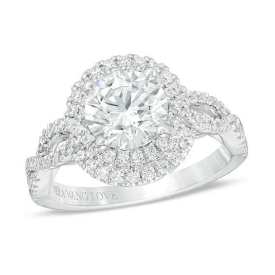 Previously Owned - Vera Wang Love Collection 2 CT. T.w. Diamond Frame Twist Engagement Ring in 14K White Gold