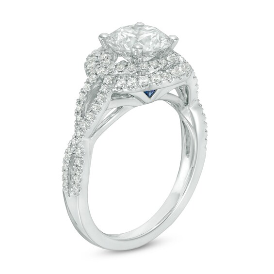Previously Owned - Vera Wang Love Collection 2 CT. T.w. Diamond Frame Twist Engagement Ring in 14K White Gold