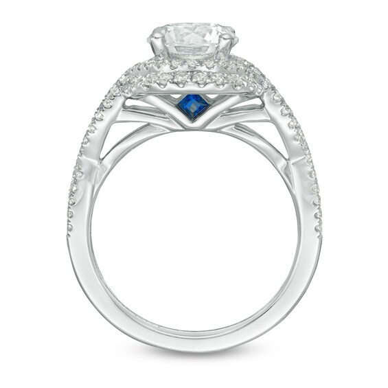 Previously Owned - Vera Wang Love Collection 2 CT. T.w. Diamond Frame Twist Engagement Ring in 14K White Gold