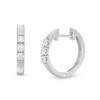 Thumbnail Image 1 of Previously Owned - 3/8 CT. T.W. Diamond Three Stone Hoop Earrings in 10K White Gold