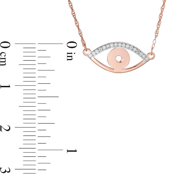Previously Owned - 1/20 CT. T.w. Diamond Laser-Cut Evil Eye Necklace in 10K Rose Gold