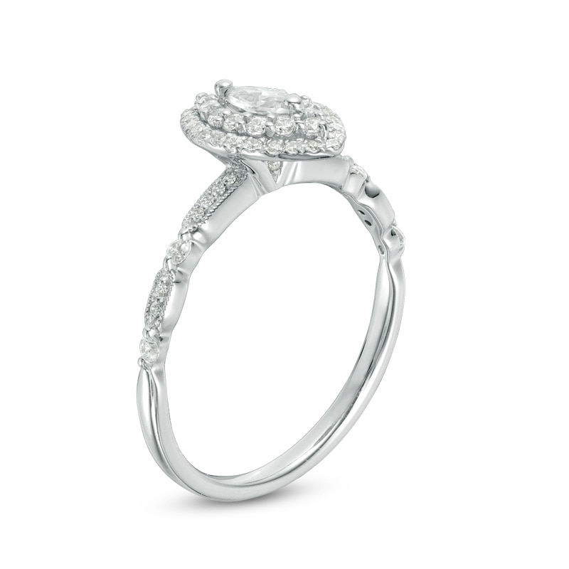 Main Image 2 of Previously Owned - 1/2 CT. T.W. Marquise Diamond Double Frame Vintage-Style Engagement Ring in 14K White Gold