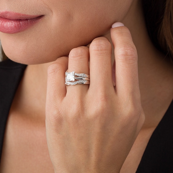 Previously Owned - 1/2 CT. T.w. Diamond Contour Solitaire Enhancer in 14K White Gold