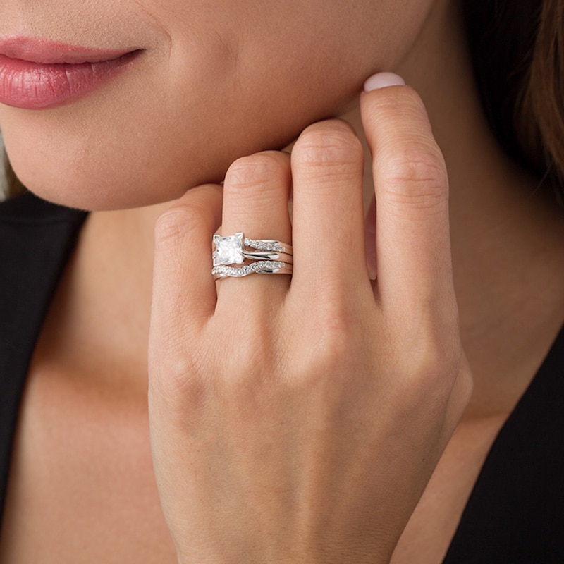 Main Image 3 of Previously Owned - 1/2 CT. T.W. Diamond Contour Solitaire Enhancer in 14K White Gold