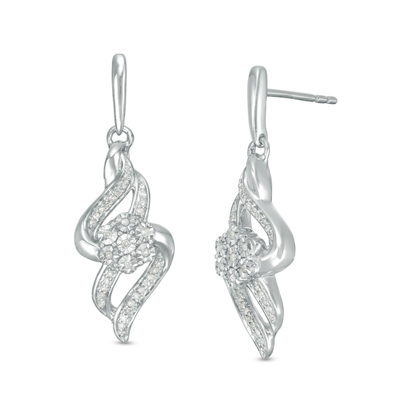Main Image 1 of Previously Owned - 1/6 CT. T.W. Composite Diamond Flame Drop Earrings in Sterling Silver