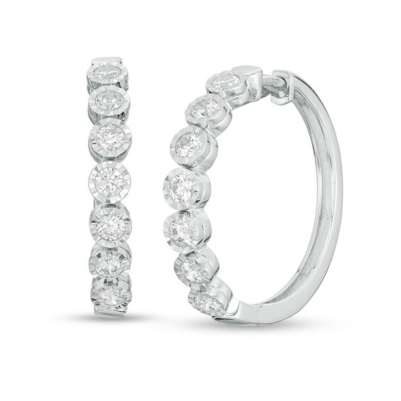 Previously Owned - 1 CT. T.w. Diamond Bubbles Hoop Earrings in 10K White Gold