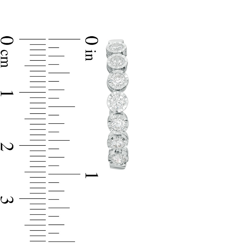 Main Image 2 of Previously Owned - 1 CT. T.W. Diamond Bubbles Hoop Earrings in 10K White Gold
