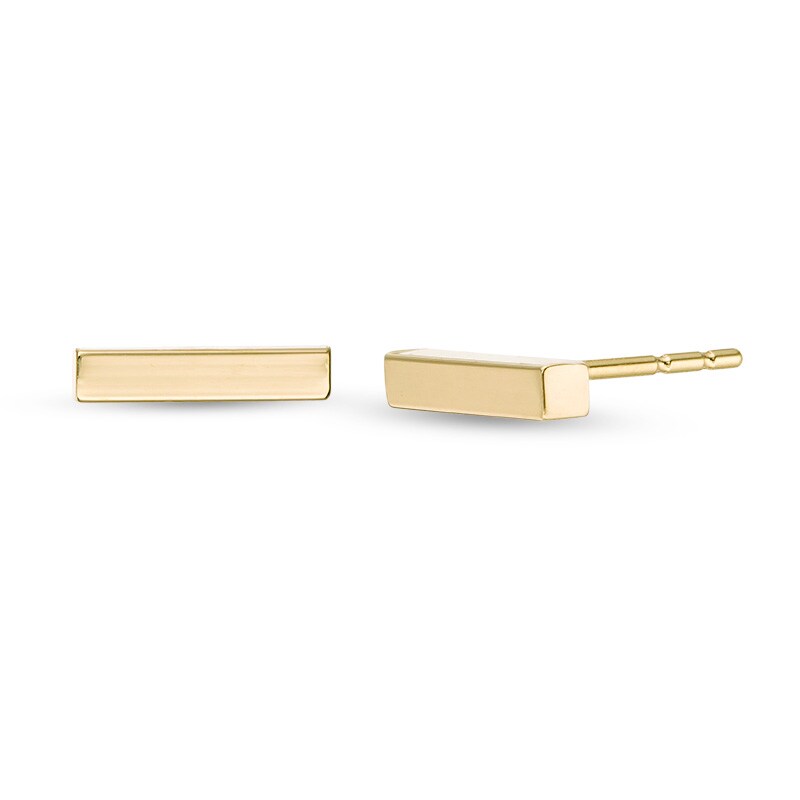 Main Image 1 of Previously Owned - 2.0mm Bar Stud Earrings in 14K Gold