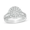 Thumbnail Image 1 of Previously Owned - 1/4 CT. T.W. Composite Diamond Flower Bridal Set in Sterling Silver