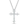 Thumbnail Image 1 of Previously Owned - 1/10 CT. T.W. Diamond Gothic-Style Cross Pendant in 10K White Gold