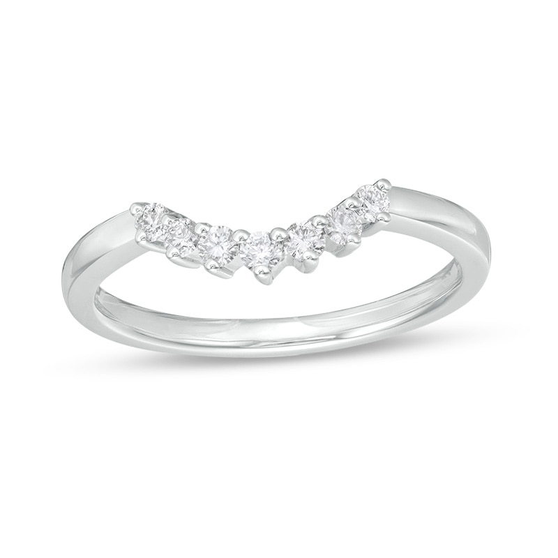 Main Image 1 of Previously Owned - 1/5 CT. T.W. Diamond Contour Band in 14K White Gold