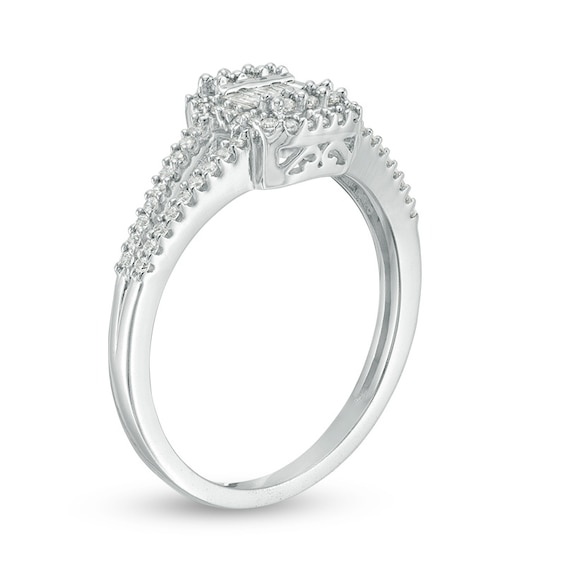 Previously Owned - 1/3 CT. T.w. Composite Diamond Rectangle Frame Ring in 10K White Gold