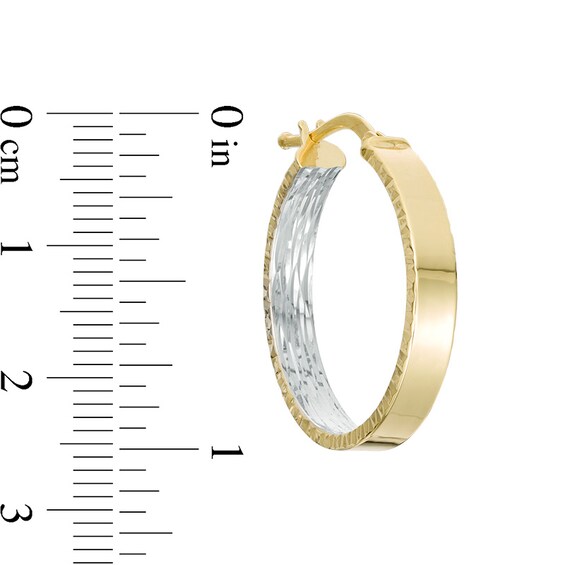 Previously Owned - Made in Italy 20.0mm Diamond-Cut Inside-Out Hoop Earrings in 14K Two-Tone Gold