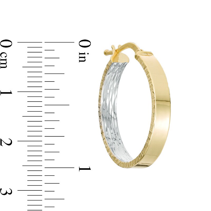 Main Image 3 of Previously Owned - Made in Italy 20.0mm Diamond-Cut Inside-Out Hoop Earrings in 14K Two-Tone Gold