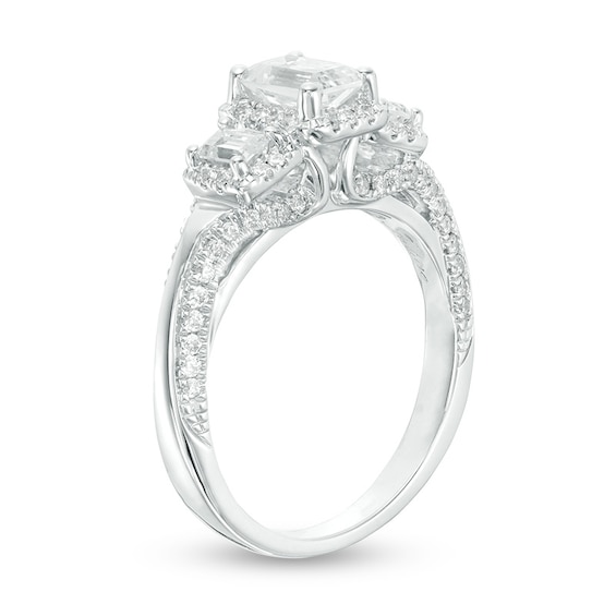 Previously Owned - 1-5/8 CT. T.w. Emerald-Cut Diamond Past Present FutureÂ® Frame Engagement Ring in 14K White Gold
