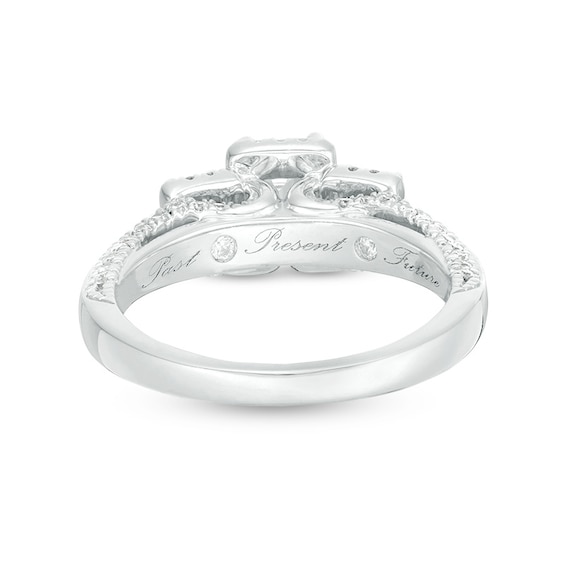 Previously Owned - 1-5/8 CT. T.w. Emerald-Cut Diamond Past Present FutureÂ® Frame Engagement Ring in 14K White Gold