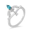 Thumbnail Image 2 of Previously Owned - Enchanted Disney Merida Pear-Shaped Blue Topaz and 1/20 CT. T.W. Diamond Bow and Arrow Ring
