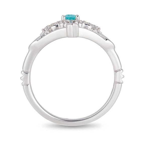 Previously Owned - Enchanted Disney Merida Pear-Shaped Blue Topaz and 1/20 CT. T.w. Diamond Bow and Arrow Ring