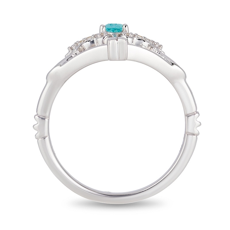 Main Image 3 of Previously Owned - Enchanted Disney Merida Pear-Shaped Blue Topaz and 1/20 CT. T.W. Diamond Bow and Arrow Ring
