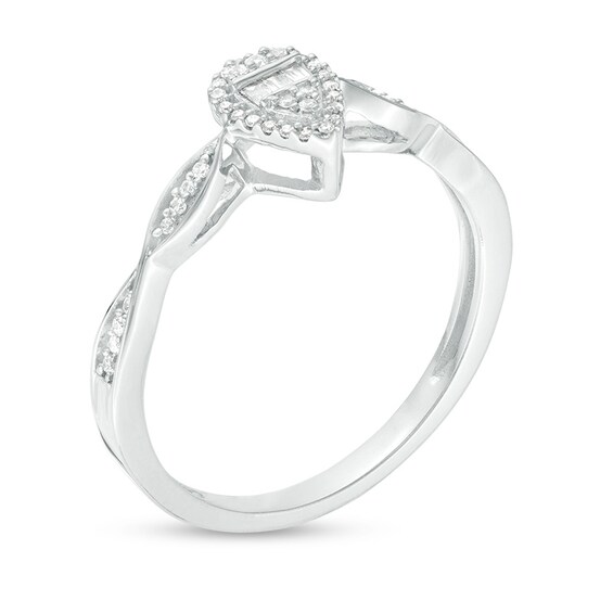 Previously Owned - 1/6 CT. T.w. Composite Pear-Shaped Diamond Frame Twist Promise Ring in 10K White Gold