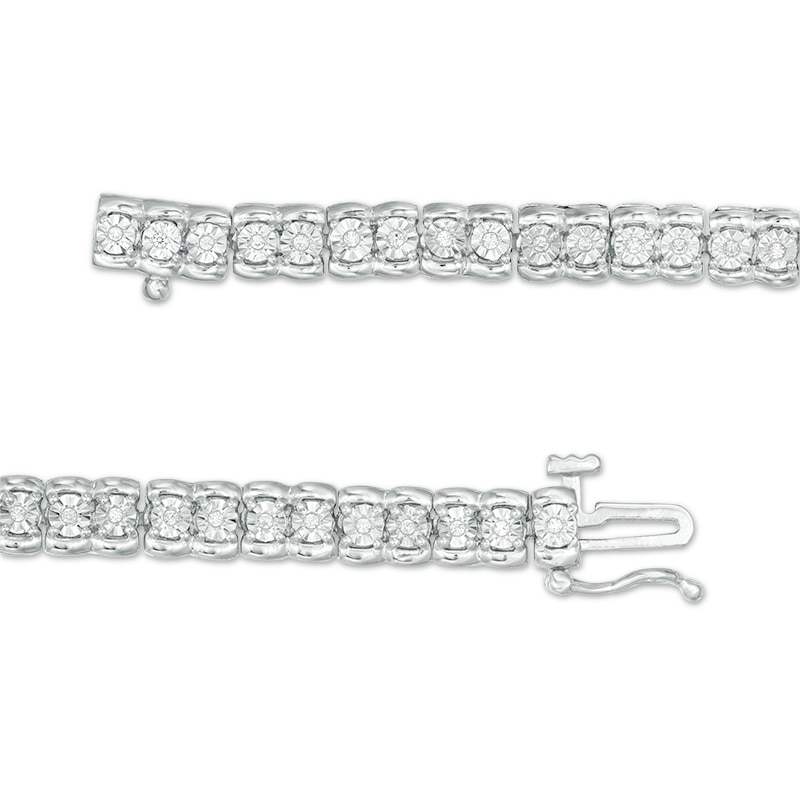 Main Image 3 of Previously Owned - 1/4 CT. T.W. Diamond Tennis Bracelet in Sterling Silver - 7.25"