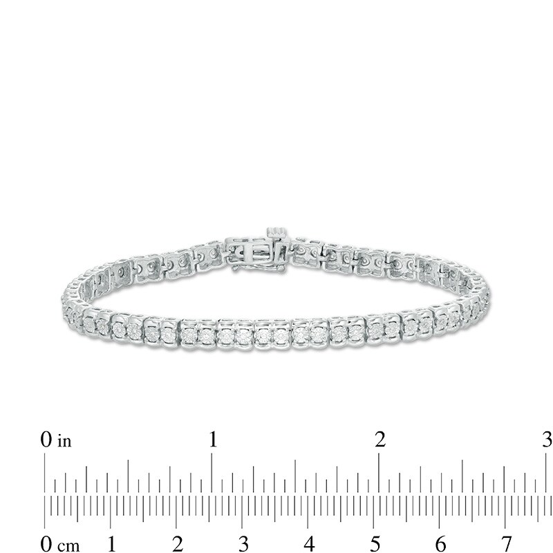 Main Image 4 of Previously Owned - 1/4 CT. T.W. Diamond Tennis Bracelet in Sterling Silver - 7.25"