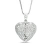 Thumbnail Image 1 of Previously Owned - Lab-Created White Sapphire Angel Wings Heart Locket in Sterling Silver