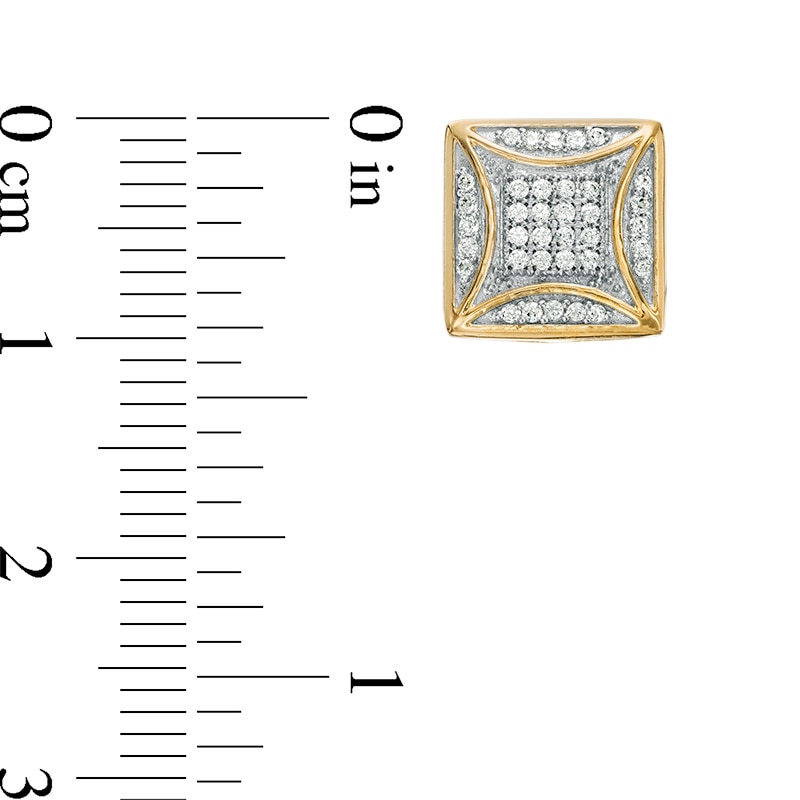 Main Image 3 of Previously Owned - 1/4 CT. T.W. Concave Composite Diamond Square Stud Earrings in 10K Gold