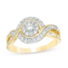 Thumbnail Image 1 of Previously Owned - 1/2 CT. T.W. Diamond Frame Swirl Bypass Ring in 10K Gold