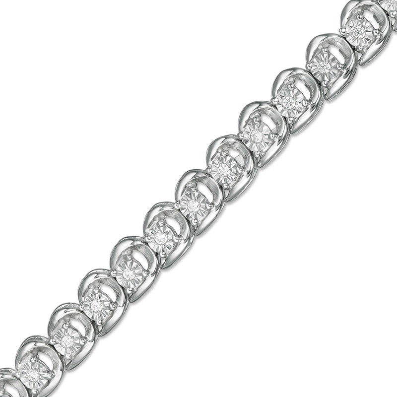 Main Image 1 of Previously Owned - 1/4 CT. T.W. Diamond Line Bracelet in Sterling Silver - 7.25"