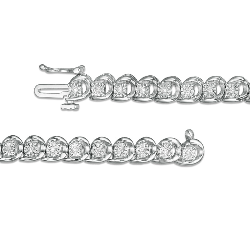 Main Image 3 of Previously Owned - 1/4 CT. T.W. Diamond Line Bracelet in Sterling Silver - 7.25"