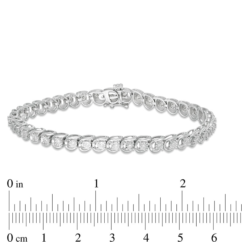 Main Image 4 of Previously Owned - 1/4 CT. T.W. Diamond Line Bracelet in Sterling Silver - 7.25"