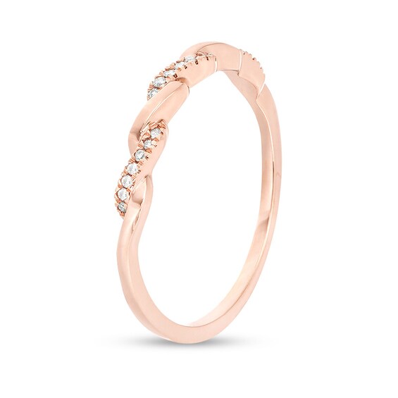 Previously Owned - 1/20 CT. T.w. Diamond Twist Wedding Band in 10K Rose Gold