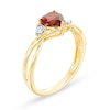 Thumbnail Image 2 of Previously Owned - 6.0mm Heart-Shaped Garnet and White Lab-Created Sapphire Split Shank Bypass Ring in 10K Gold