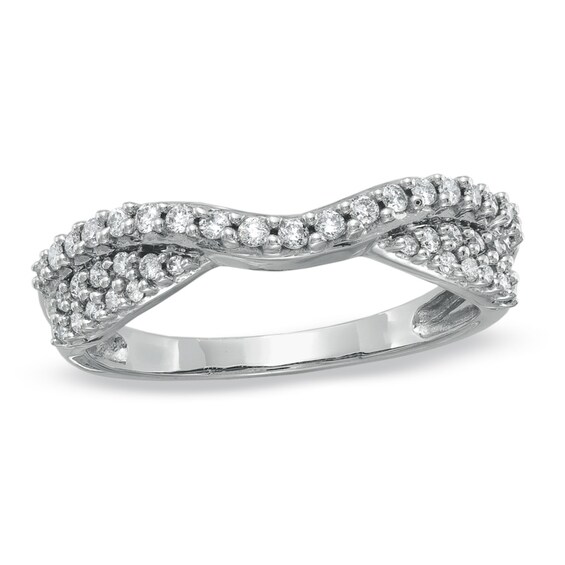 Previously Owned - 1/3 CT. T.w. Diamond Pavé Double Twist Contour Band in 14K White Gold