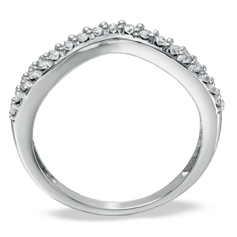 Main Image 2 of Previously Owned - 1/3 CT. T.W. Diamond Pavé Double Twist Contour Band in 14K White Gold