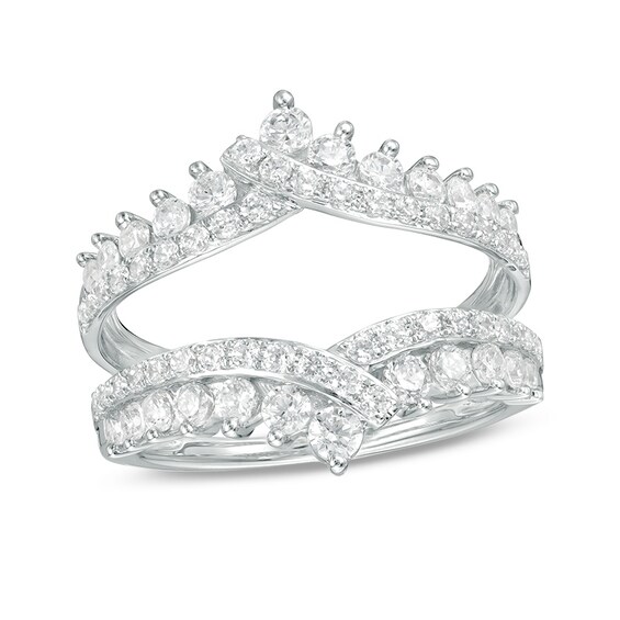 Previously Owned - 1-1/4 CT. T.w. Diamond Bypass Chevron Solitaire Enhancer in 14K White Gold