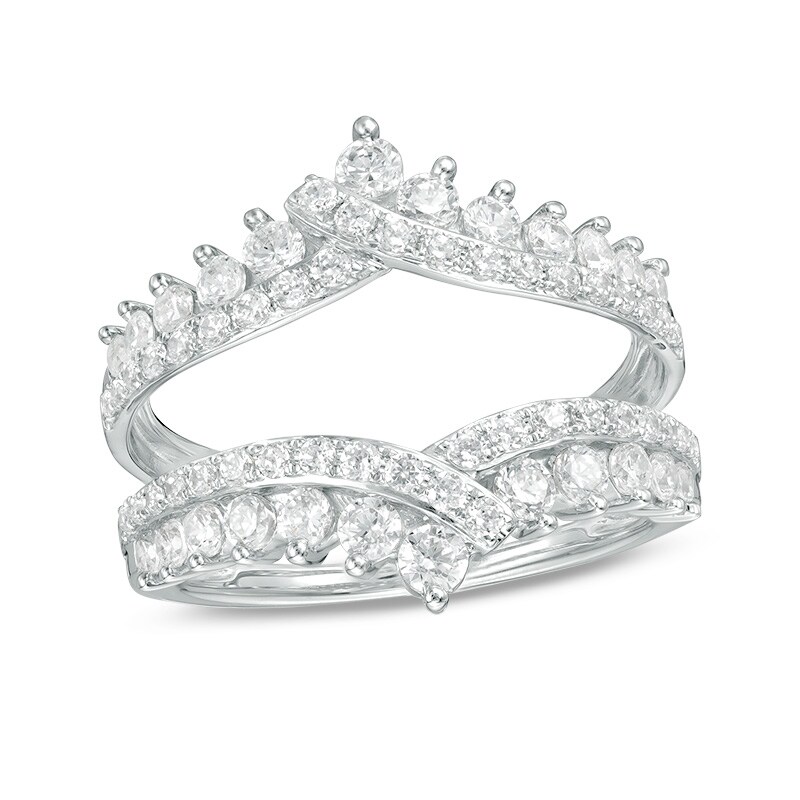 Main Image 1 of Previously Owned - 1-1/4 CT. T.W. Diamond Bypass Chevron Solitaire Enhancer in 14K White Gold