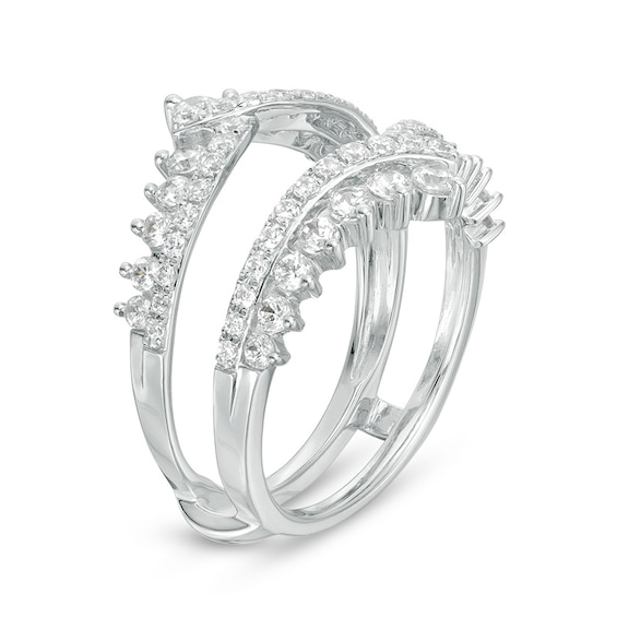 Previously Owned - 1-1/4 CT. T.w. Diamond Bypass Chevron Solitaire Enhancer in 14K White Gold
