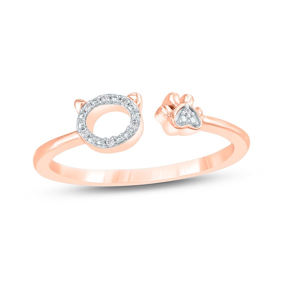 Previously Owned - Diamond Accent Cat and Paw Open Ring in 10K Rose Gold