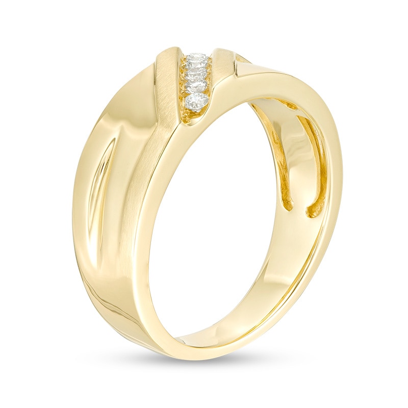 Main Image 2 of Previously Owned - Men's 1/5 CT. T.W. Diamond Five Stone Slant Wedding Band in 10K Gold